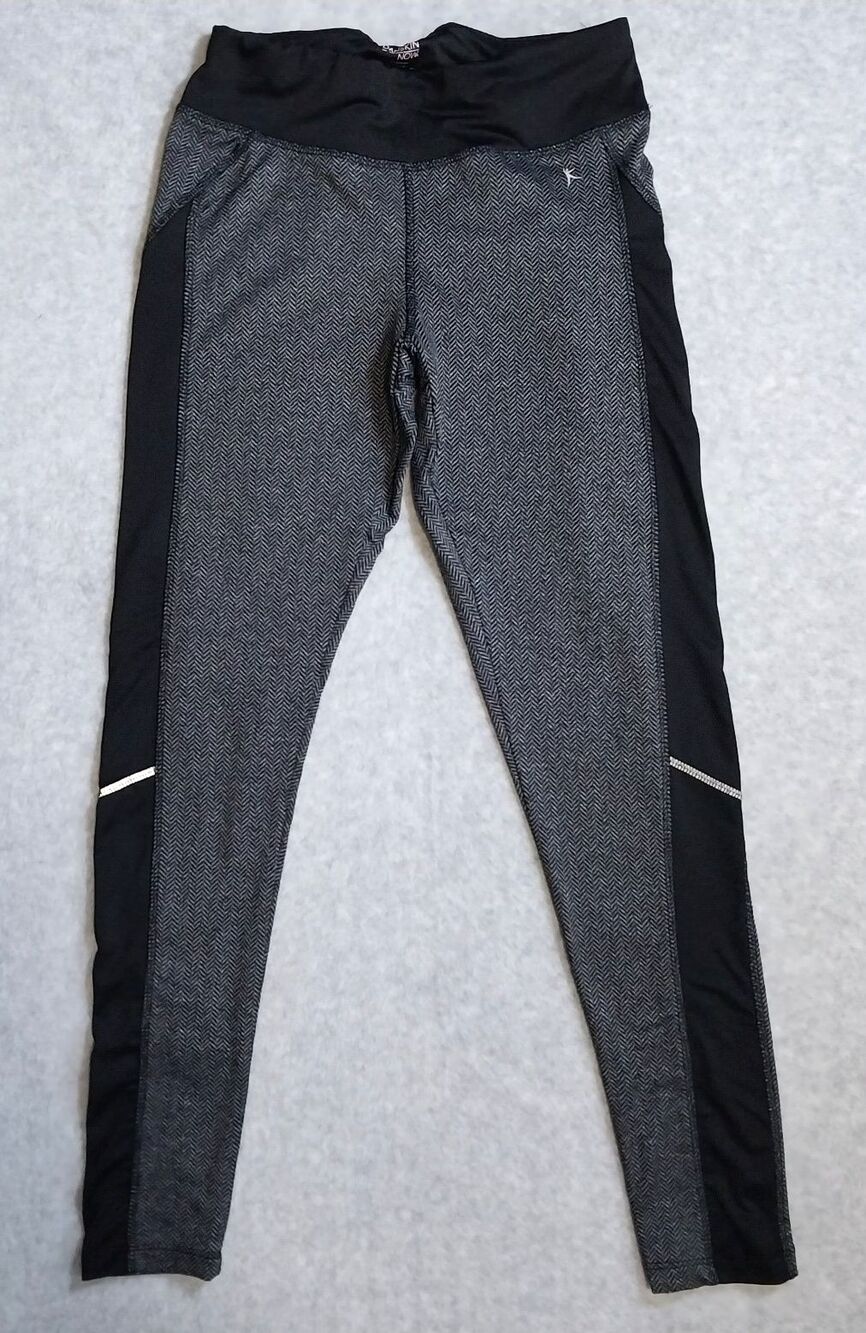 Danskin Now Womens Herringbone Athletic Leggings Black White Dri More Size Small